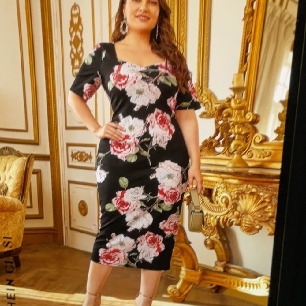 Floral Black Dress